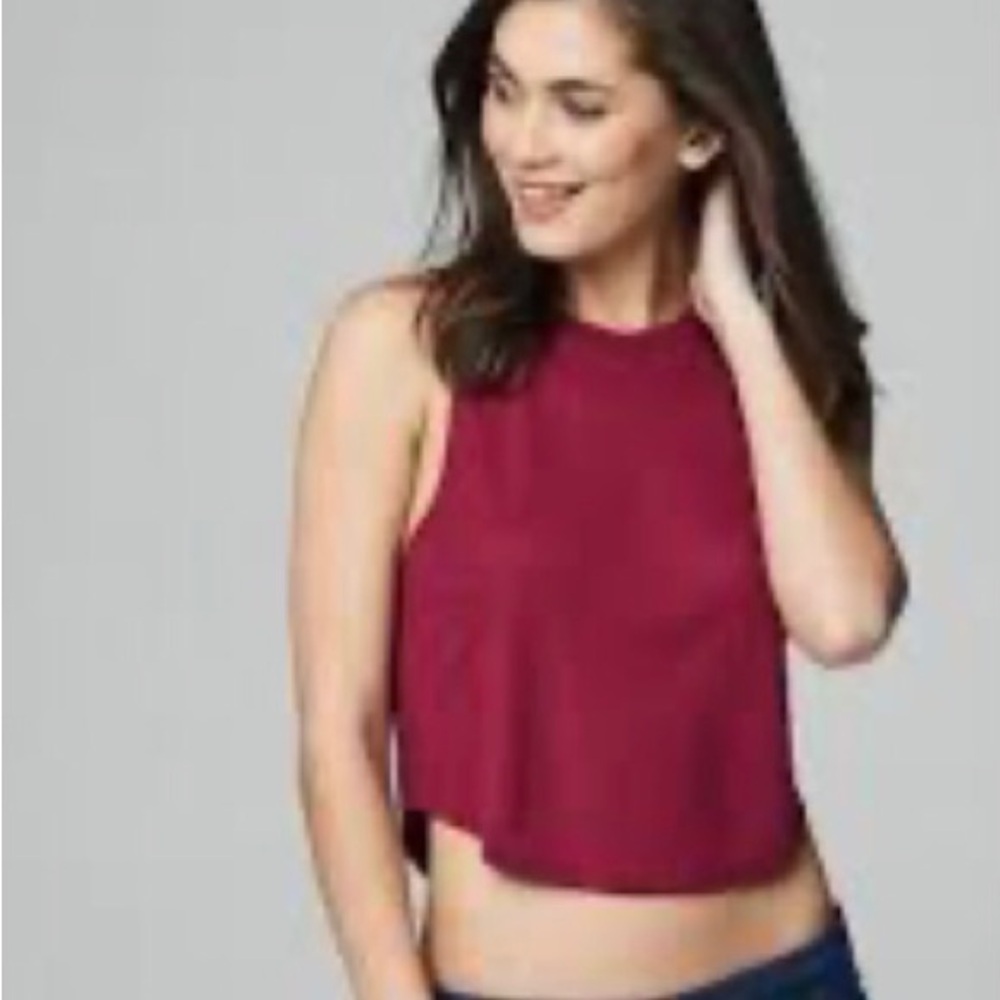 Alo Women's Sleeveless Cropped Tank Top - Burgundy Size S